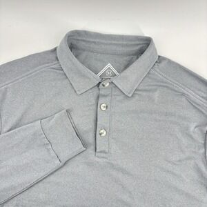 Burlebo Long Sleeve Performance Polo Shirt Mens Medium Gray Golf Poly Stretch